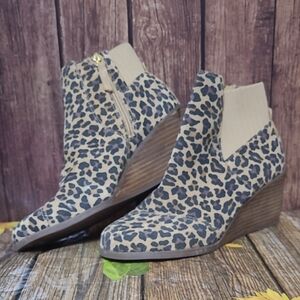 Toms Leopard Print Ankle Booties